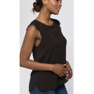 41 Hawthorn Black Jarred Lace Detail Cap Sleeve Size S